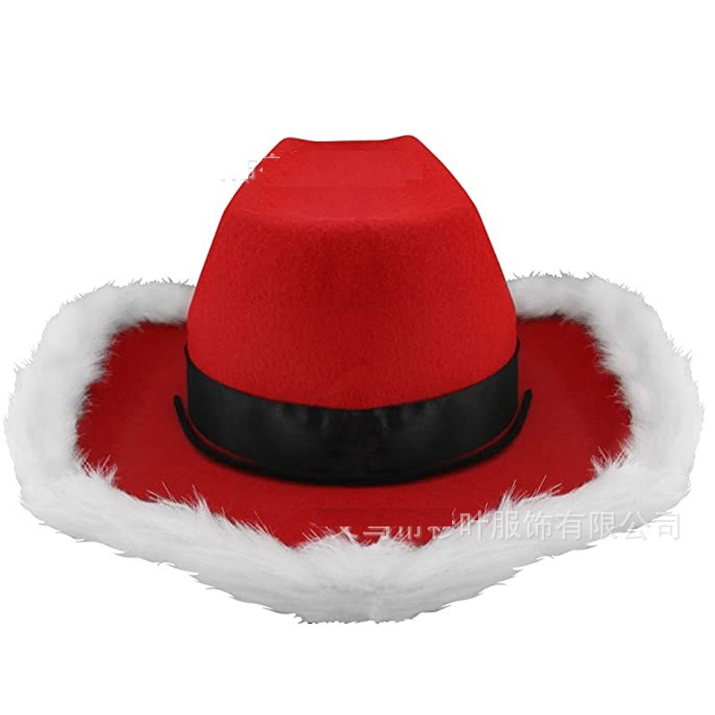 Chapeau de cow-girl rouge Chapeau de cowboy LED bord de plume éclairé avec couronne de diadème Halloween Costume de vache de Noël Chapeaux de fête amusants3906798