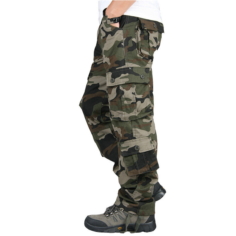 Calça Masculina Camuflagem Camuflada Calça Cargo Masculina Casual Algodão Multi Bolsos Calças Longas Hip Hop Corredores Macacões Urbanos Calças Táticas Militares 220914