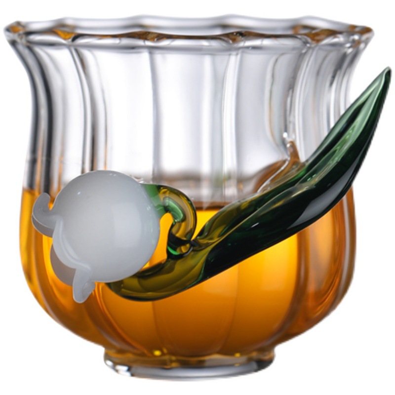 Tazze da latte colazione in vetro fresco con tazza da tè con manico a campana orchidea