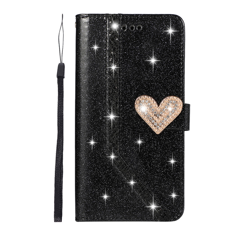 Custodie a portafoglio in pelle PU iPhone 14 Love Gliiter Crads Slots Flip Protector Bling Cover posteriore telefono Apple 14pro 14plus 14 pro max 13 13pro max 12 12pro 11 Xs XR 7 7p 8 8plus