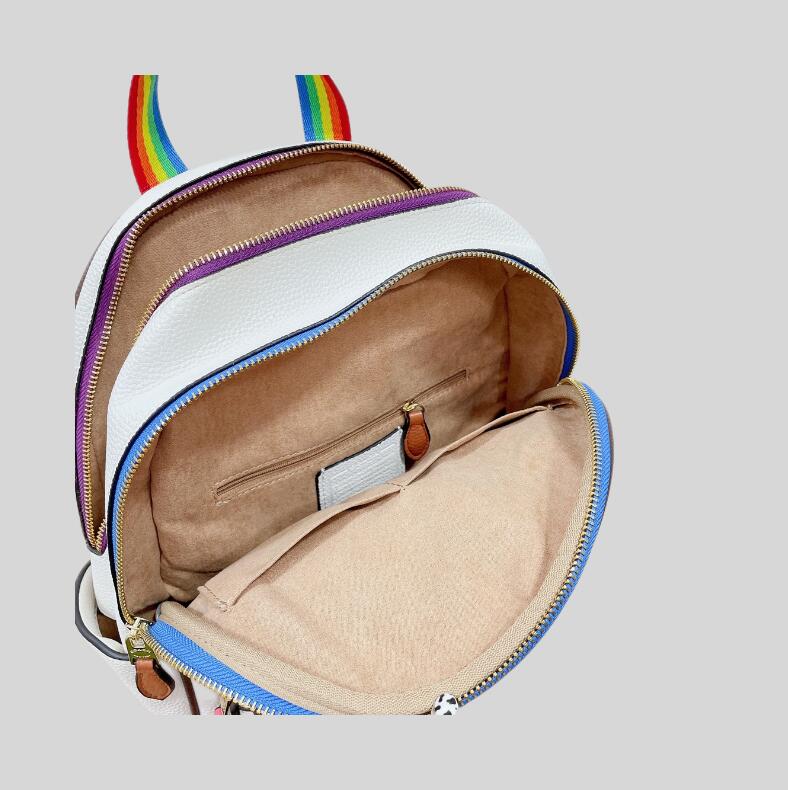 HH Rainbow versatile Charlie backpacks colorful school bag Printing travel backpack Luxury Designer Bags Fashion Genuine Leather Unisex Leisure multi Handbags