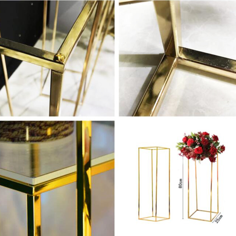 Party Decoration Wedding Flower Stands Metal Floral Vases Centerpieces Decoration Shiny Gold PillarsIron Props Geometric Decor Wholesale Columns 220915