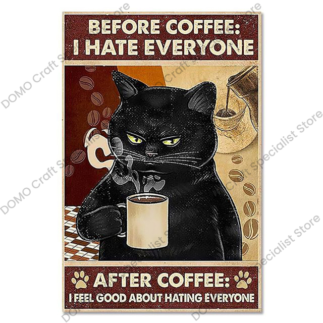 2023 Funny Horse Sheep Black Cat Metal Painting Poster Vintage Metal Tin Sign Retro Animals Plaque Signs Pet Shop Home Wall Decor Kids gift 20x30cm