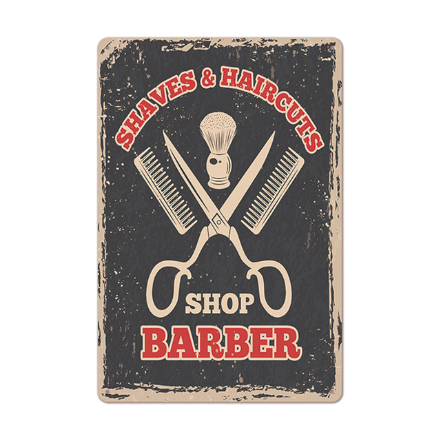 2023 Funny Funny Projetado Classic Barber Shop Metal Pintura de Metal Poster Poster barbear Sinais de lata Bar Pub de decora￧￣o de casa Placas de parede Artesanato de arte 20x30cm hisimple