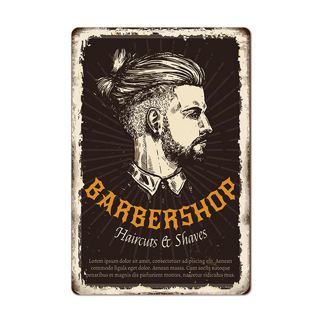 Klasyczny sklep fryzjerski vintage metalowy obraz plakat ścienny golenie fryzury cyny bar bar pub home talerze ścienne sztuka rzemiosło 20x30 cm Hisimple