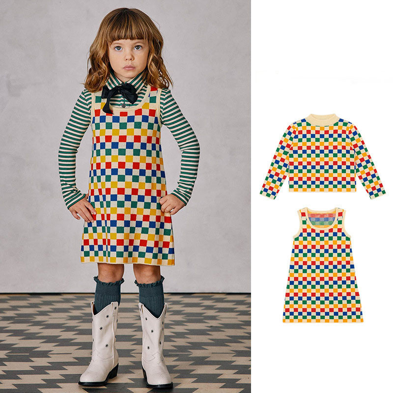 Giyim Setleri Enkelibb Vintage Şık Çocuk Kızlar Tişört ve Elbise Eşleştirme MP Tasarımcı Kız Kız Sonbahar Kış 220915