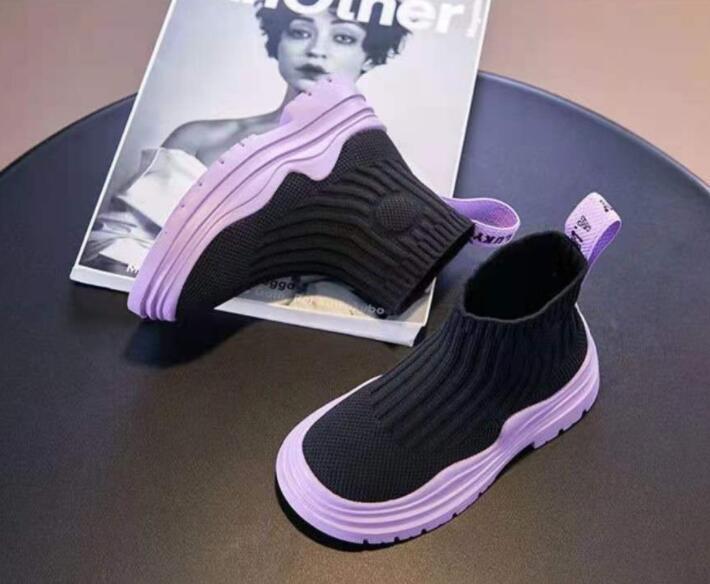 Stivali Ragazzo Ragazza Scarpe Calzini Stivali alti primaverili Rete traspirante Maglia volante Sport bambini Tutti abbinabili 220915