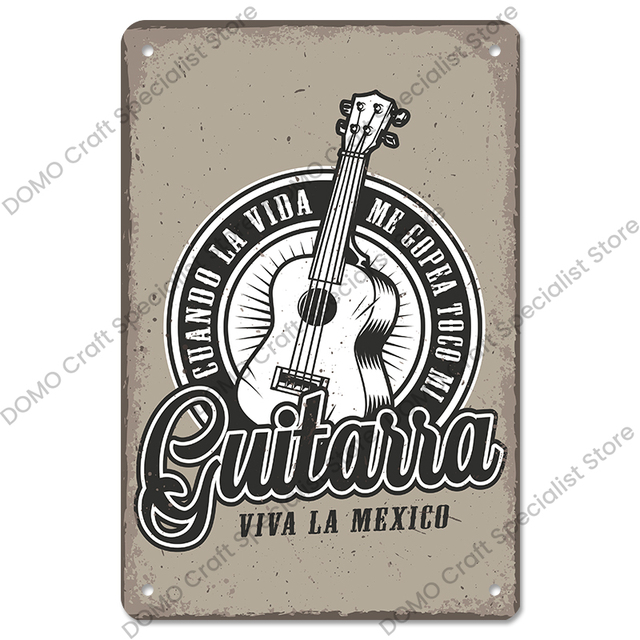 Vintage Rock Music Metal Metal Poster Poster Tin Signs Retro Guitar Rock Placas de festas de clube de bares para decoração de casa Arte Dector 20x30cm