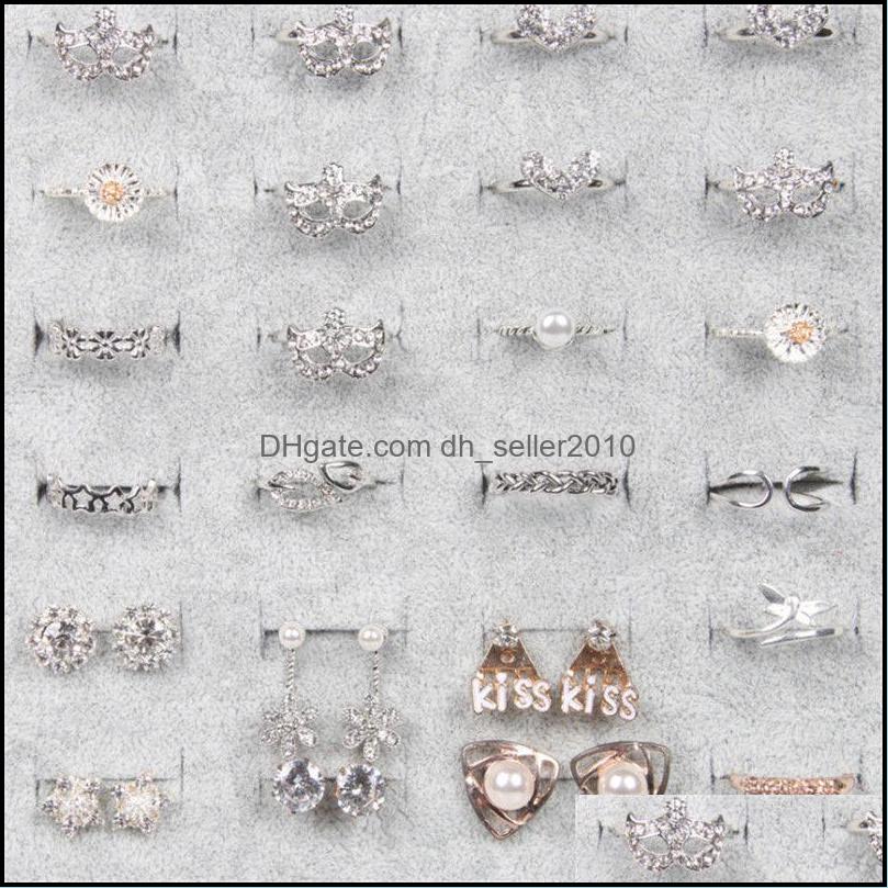 Schmuckständer Schwarz Grau Veet Vitrine Schmuck Ring Displays Ständer Bretthalter Aufbewahrungsbox Teller Organizer 1241 E3 Drop Deliv229u