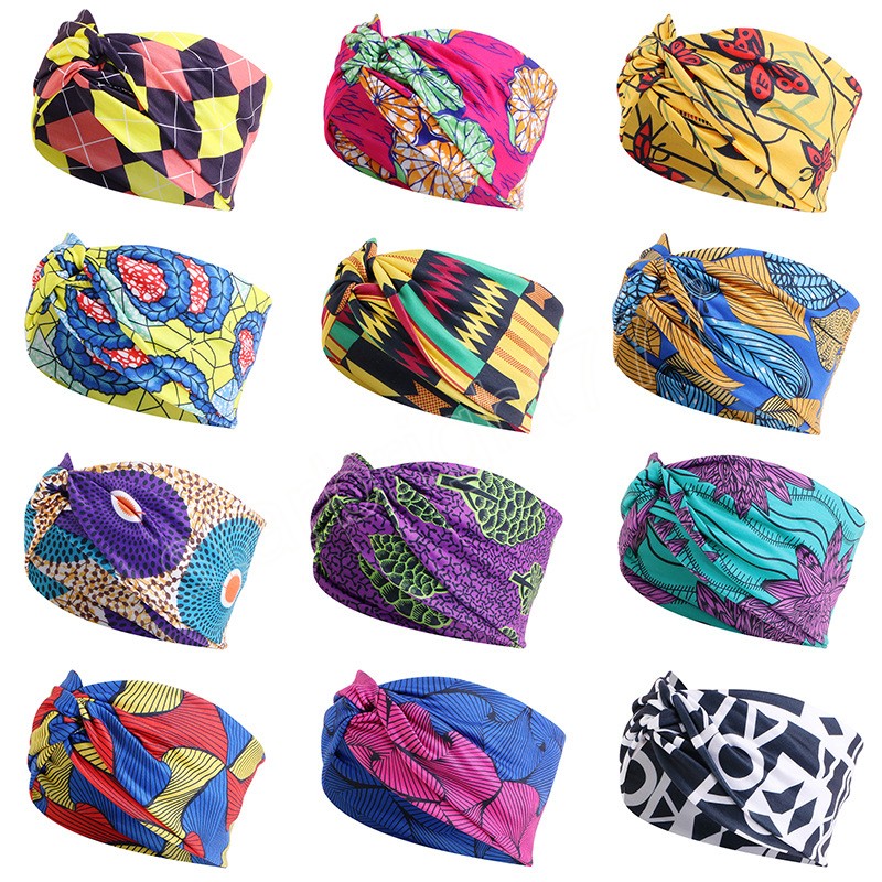 African Stampato Twist Head Women Women Elastic Cap Cand Yoga Fitness Sports Outdoor Heads Outdoor Wide Stretch Makeup Capone Banda capelli