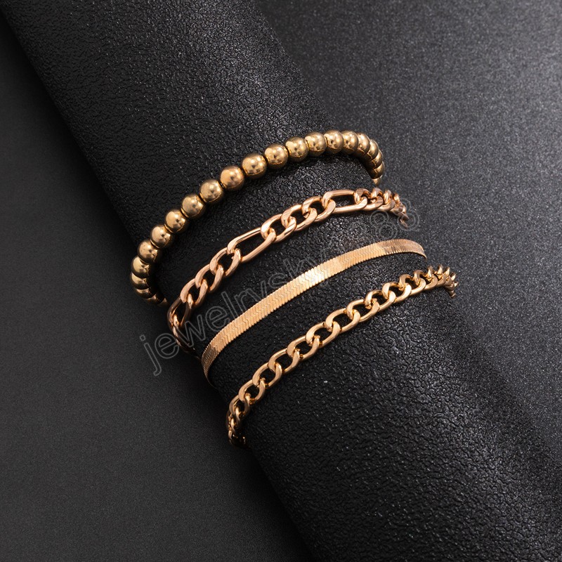 Многослойные простые змеиные браслет дамы Boho Fashion Creative Gold Metal Bead Bracelets Girls Charm Jewelry