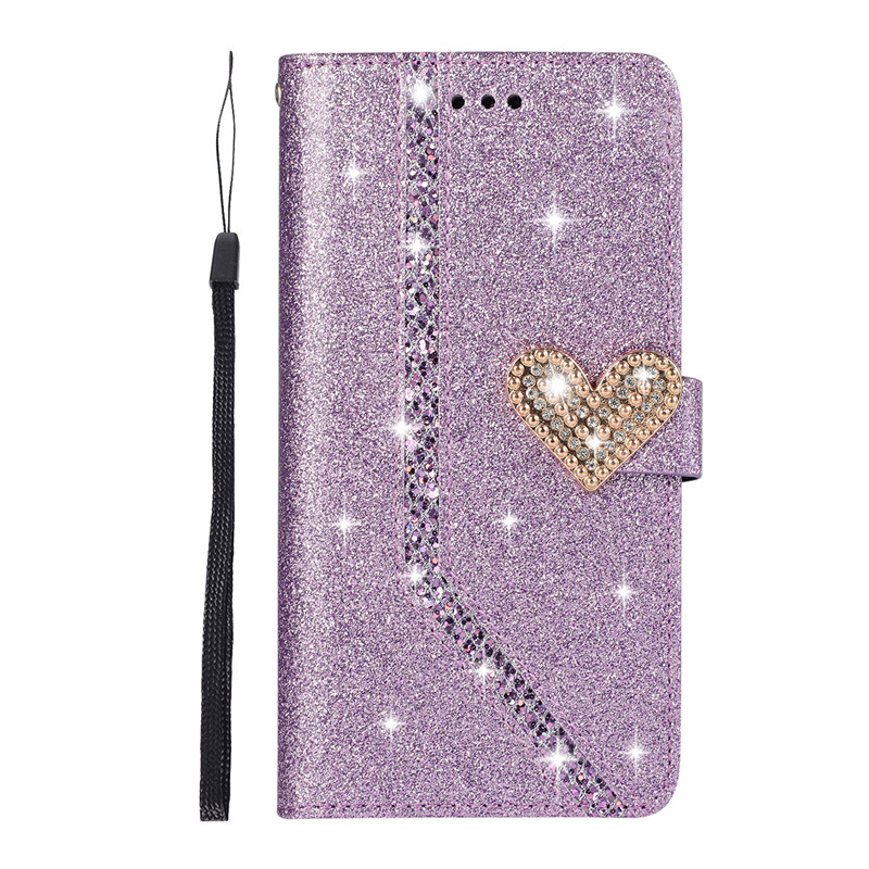 Étuis portefeuille en cuir PU pour iPhone 14 Love Gliiter Crads Slots Flip Protector Bling Phone Back Cover pour Apple 14pro 14plus 14 pro max 13 13pro max 12 12pro 11 11pro X Xs XR 6 7 8