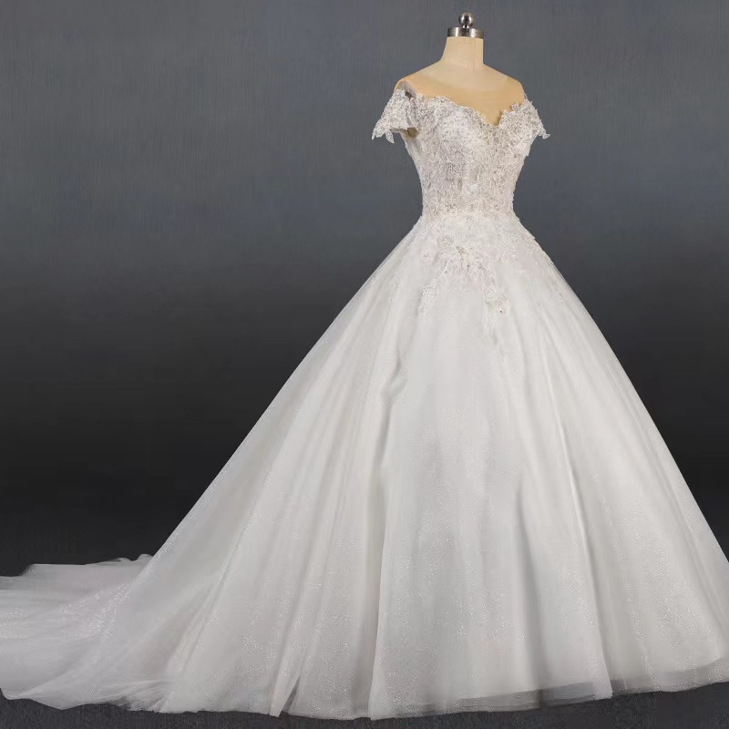 Sweetheart wedding dress One-shoulder trailing heavy industry beaded MY070807