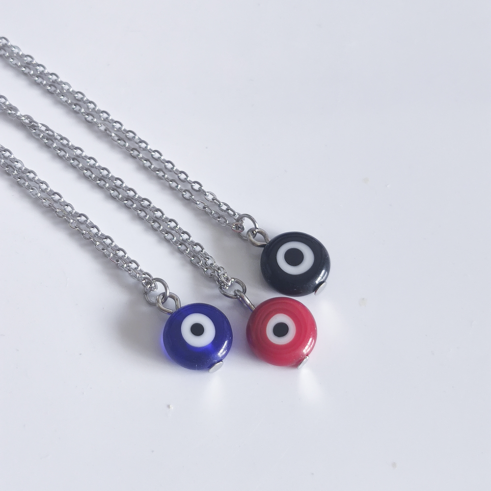 10 mm Turchia Evil Eye Hily Necklace for Women Resin Blue Eye Cuggente Clavicle Chain Etnic Lucky Jewelry