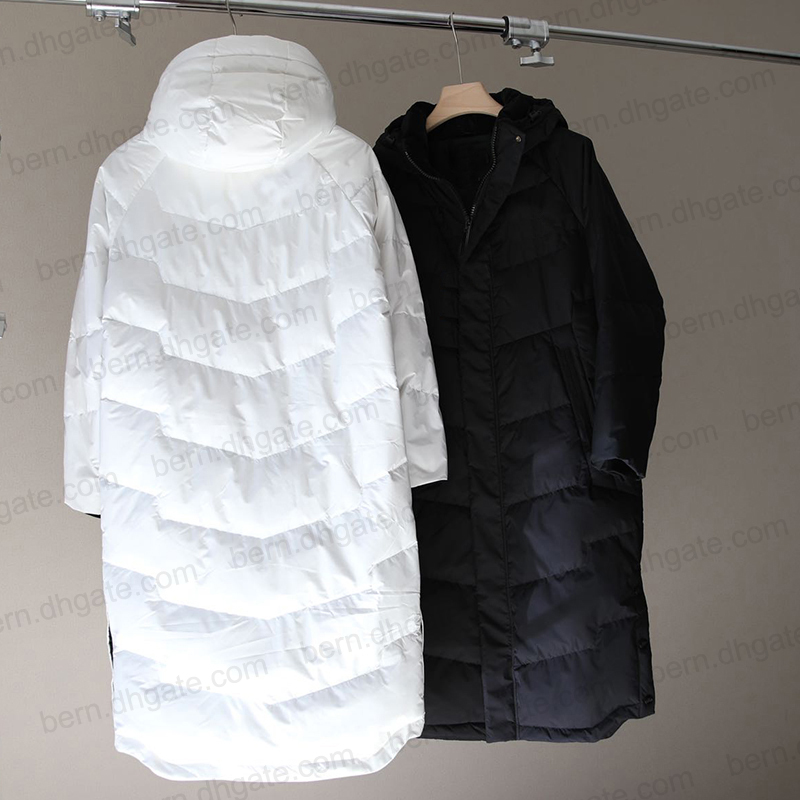 Manteaux d'hiver haut de gamme, doudoune longue et chaude pour hommes et femmes, noir et blanc, XS-XXL352r