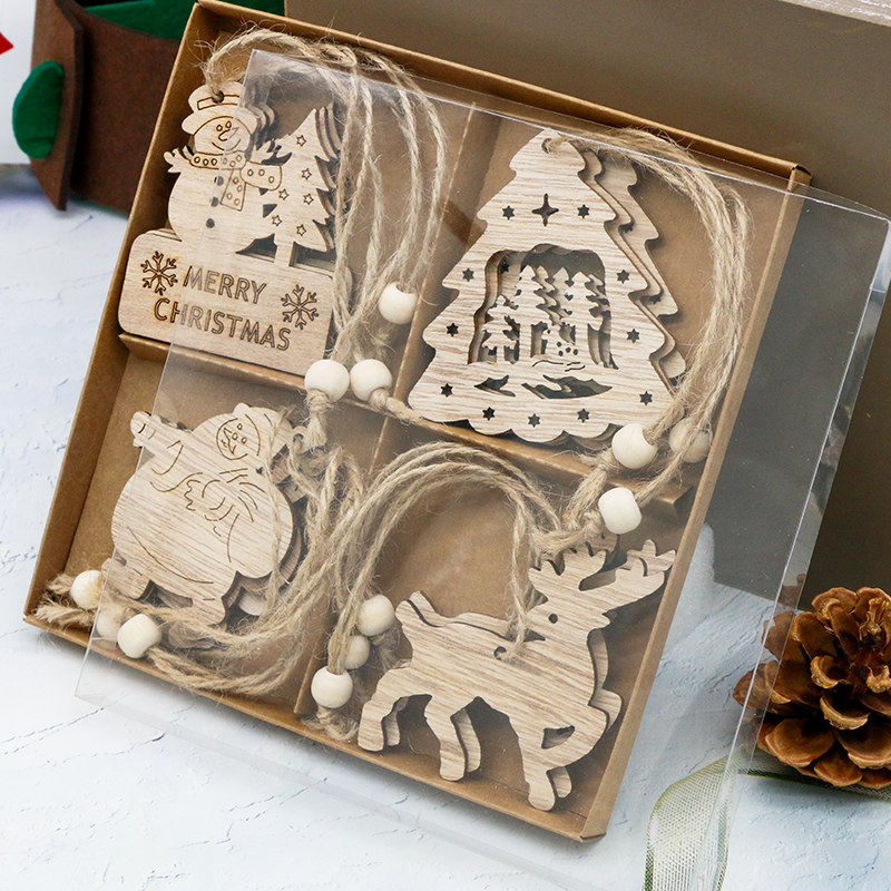 Dekoracje świąteczne drewniane ozdoby wiszące wisiorki dekoracja drzew na rok domowy Chirstmas prezent drewniany 220914
