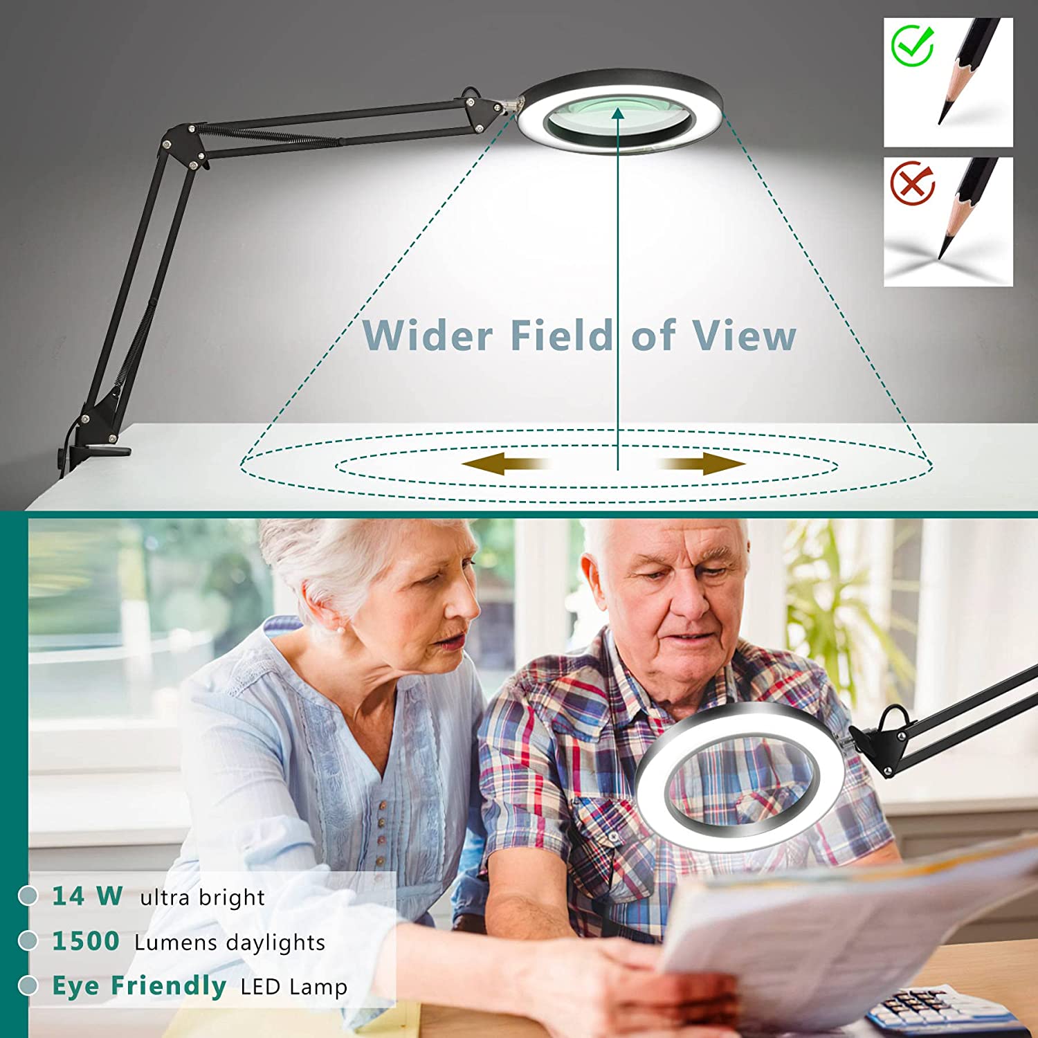 Lampe de bureau loupe 5X, lumière LED, lampe de Table de lecture pliable pour outil de soudage