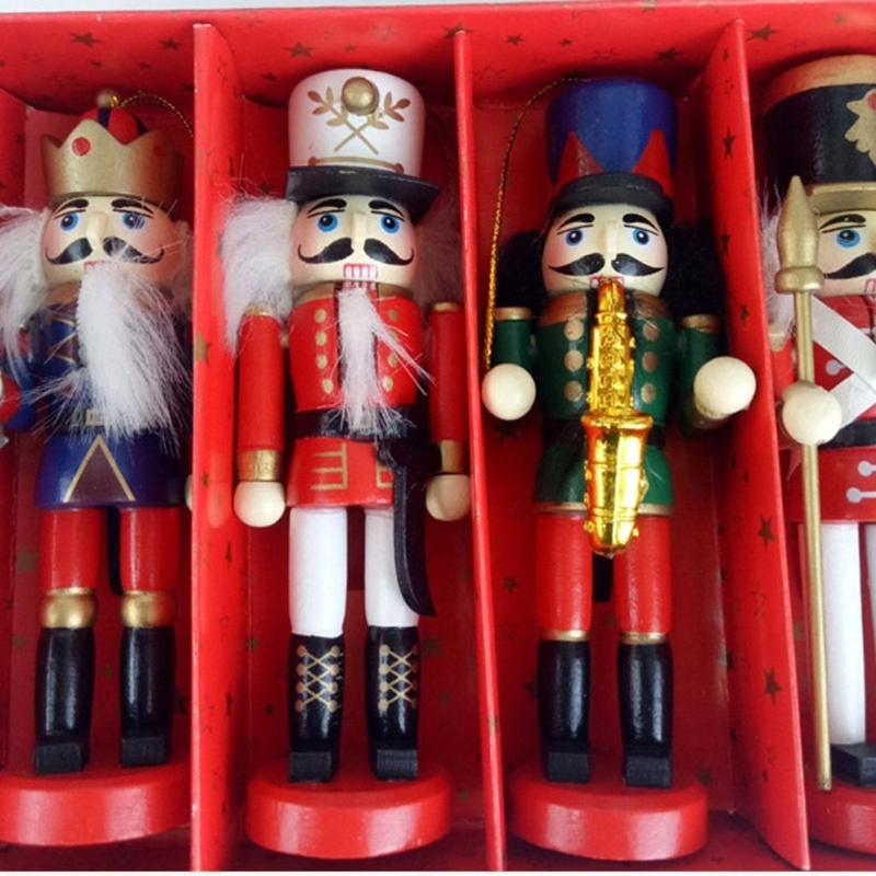 Christmas Decorations 12cm Wooden Nutcracker Puppet Drawing Walnuts Soldier Pendant Decoration Tree Ornament 220914