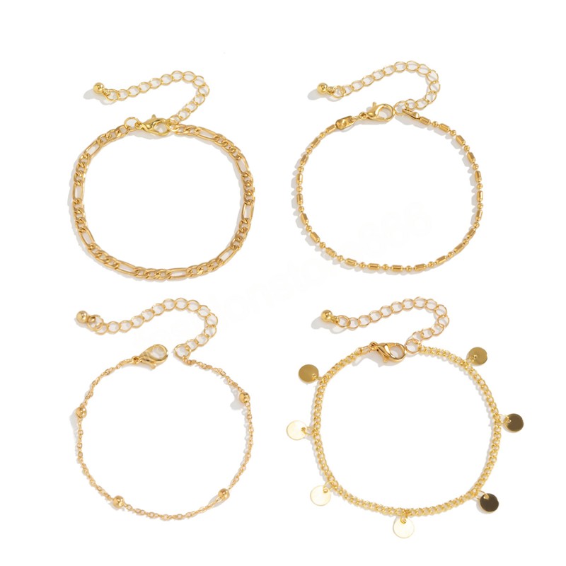 Retro Einfache Runde Pailletten Anhänger Armband Weibliche Persönlichkeit Kreative Gold Farbe Metall Armbänder Mädchen Mode Schmuck Geschenk
