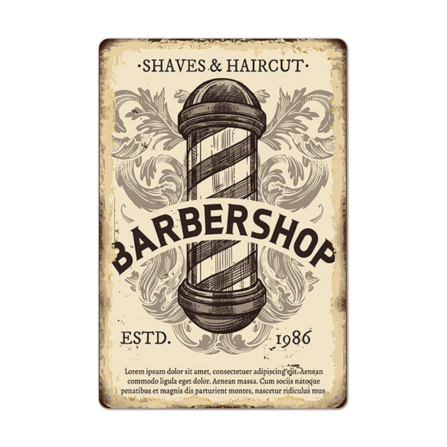 Klasyczny sklep fryzjerski vintage metalowy obraz plakat ścienny golenie fryzury cyny bar bar pub home talerze ścienne sztuka rzemiosło 20x30 cm Hisimple