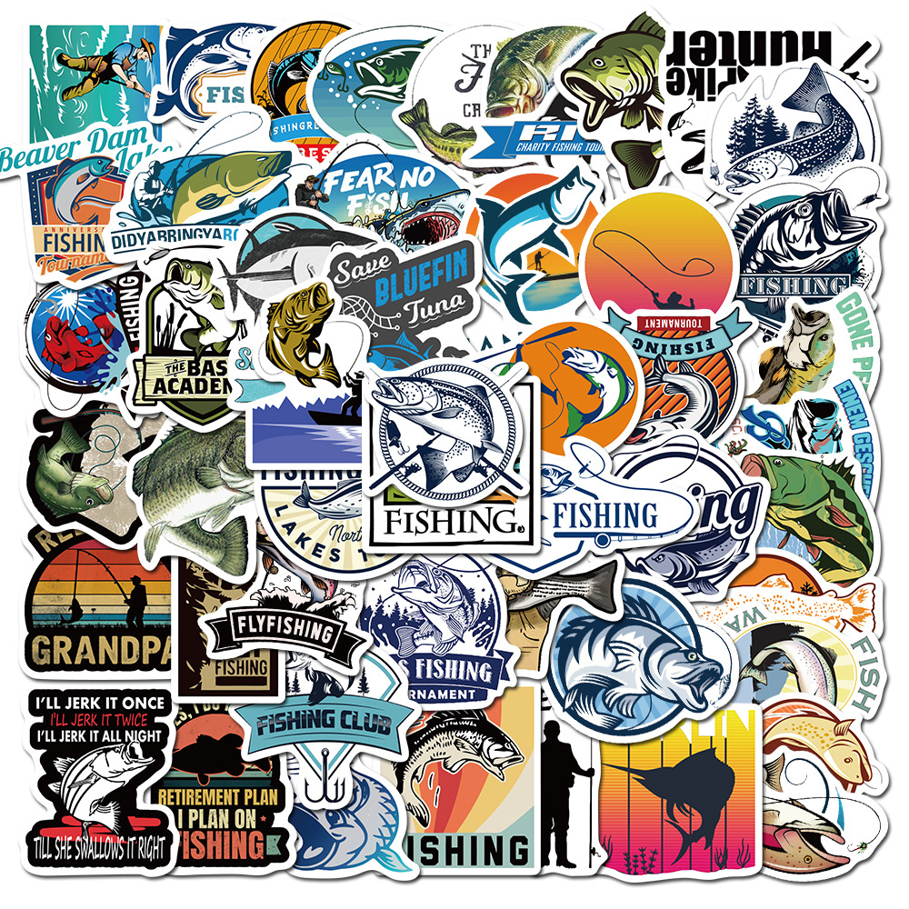 50st Fishing Stickers Sport Graffiti Stickers f￶r DIY Laptop Skateboard Motorcykeldekaler