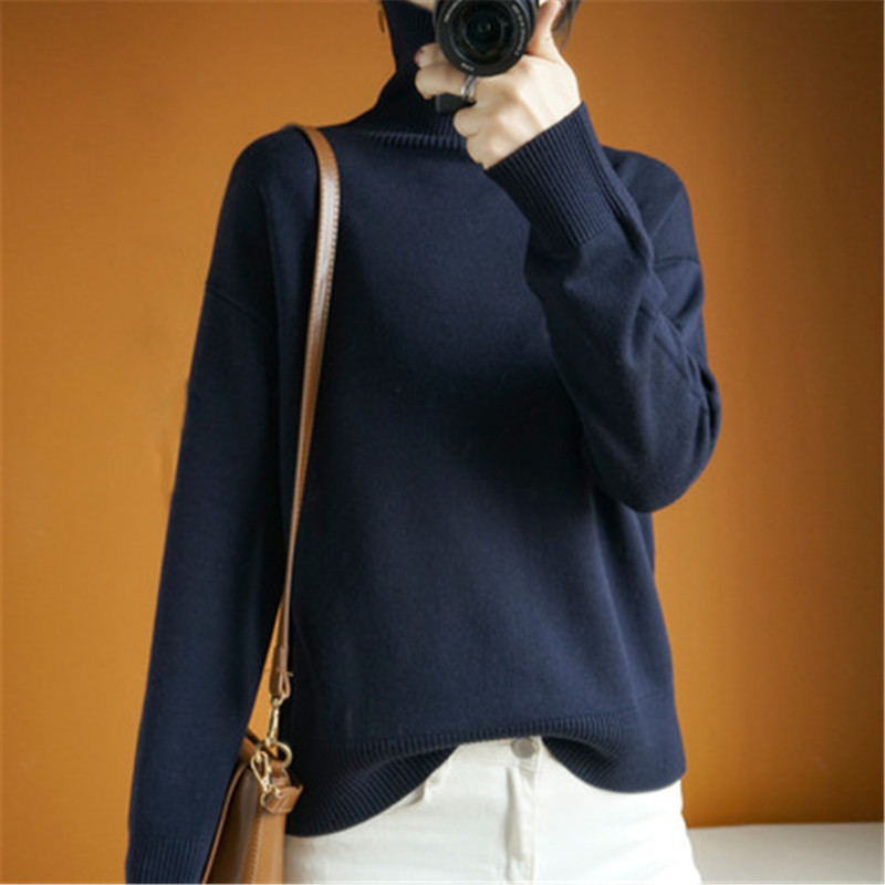 Women's Knits Tees Autumn Winter Orange Turtleneck Cashmere Sweater Women Thickened Pullover Sweater Casual Basic Jumper Knitted Sweater Loose Tops 220915