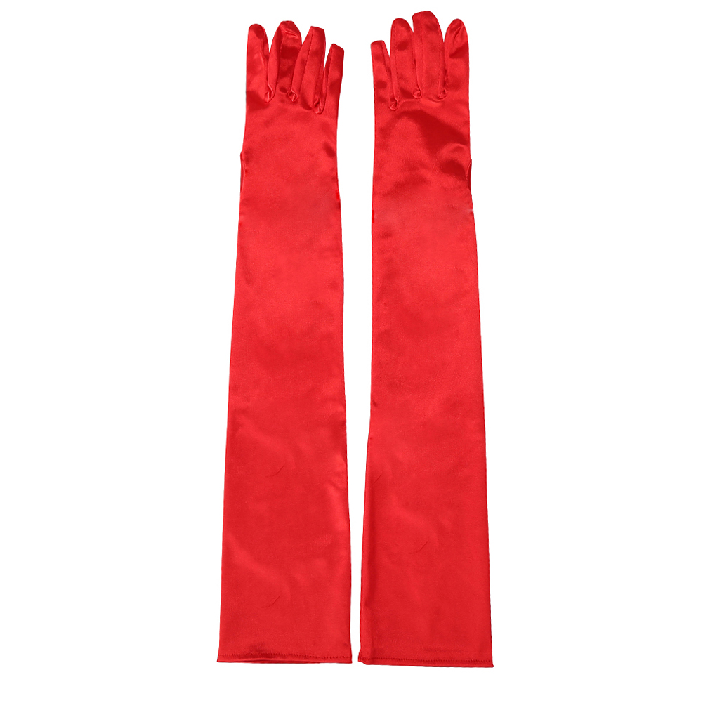 Gants de soirée en Satin pour femmes, couleur unie, longs doigts, pour événements, activités, rouge, blanc, Rose, de764