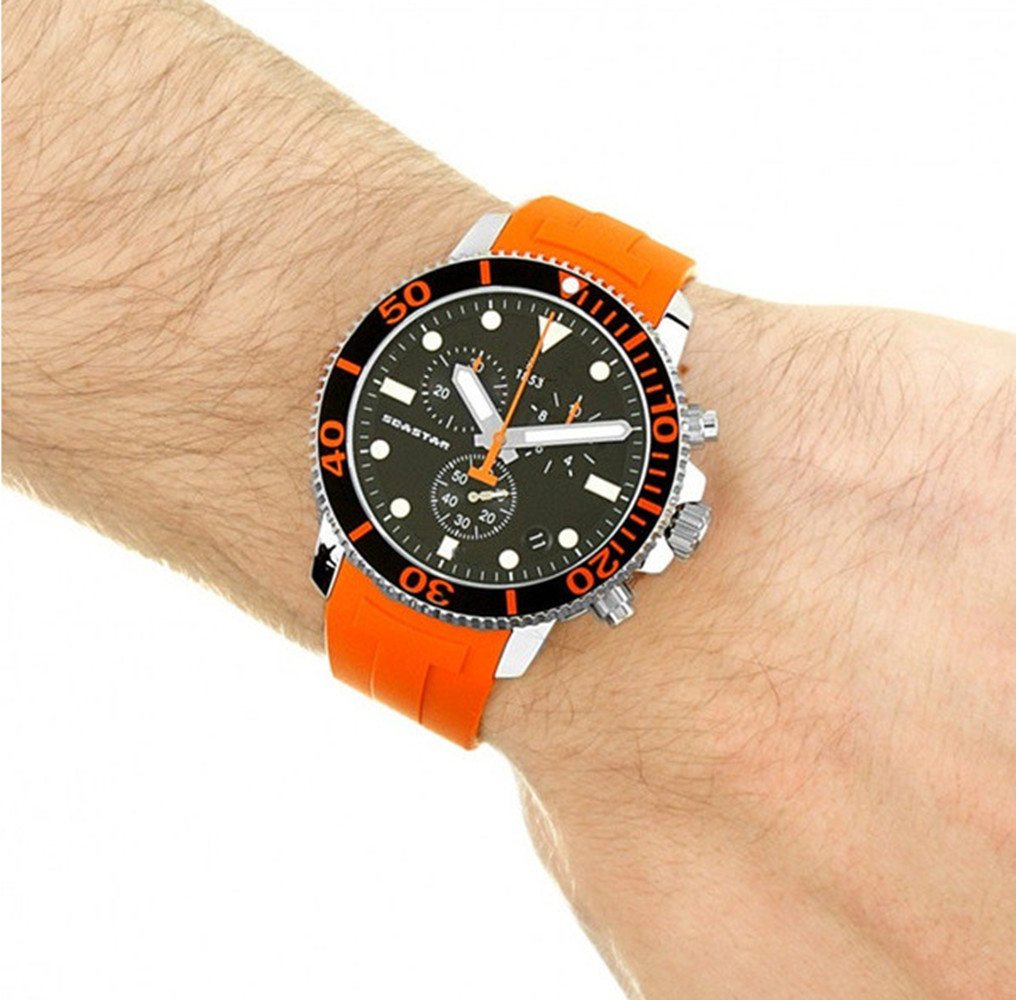 T120417A Waterproof Quartz Watch Seastar Men's Sports ETA G10212 Rörelse Gummiband T125617A Men mode 0127206W330E