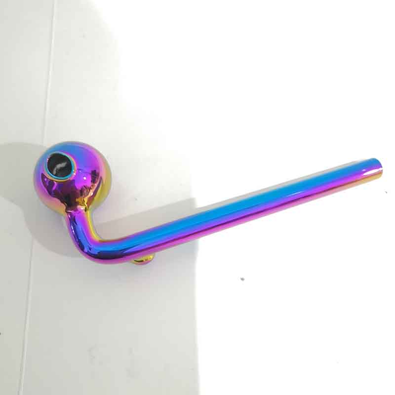 Placage couleur angle droit pipe à fumer Pyrex verre brûleur à mazout Dot accessoires à main longueur 14 cm pour narguilés barboteur eau Bongs outils