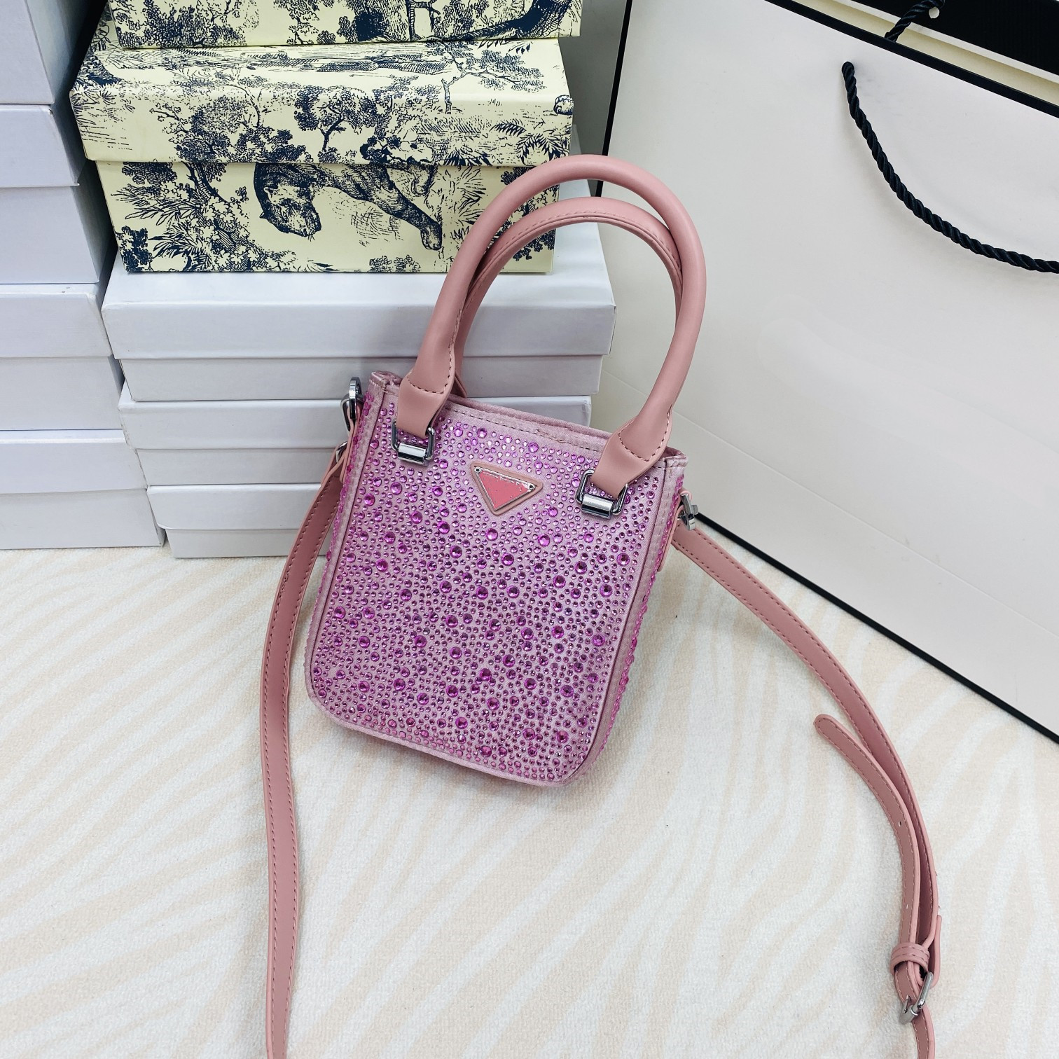 Rhinestone Tote Bag Fashion All-Match Mini Handbag Casual Shoulder Crossbody Phone Bags