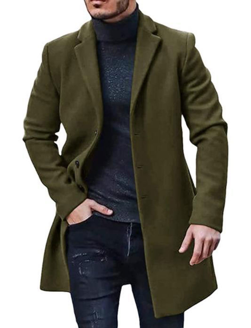 Men's Wool Blends Winter Men Jacket Trench Warm Clothes Overcoat Cardigan Solid Blends Male Autumn Single-Breasted Suit Collar Outwear Coats 220915