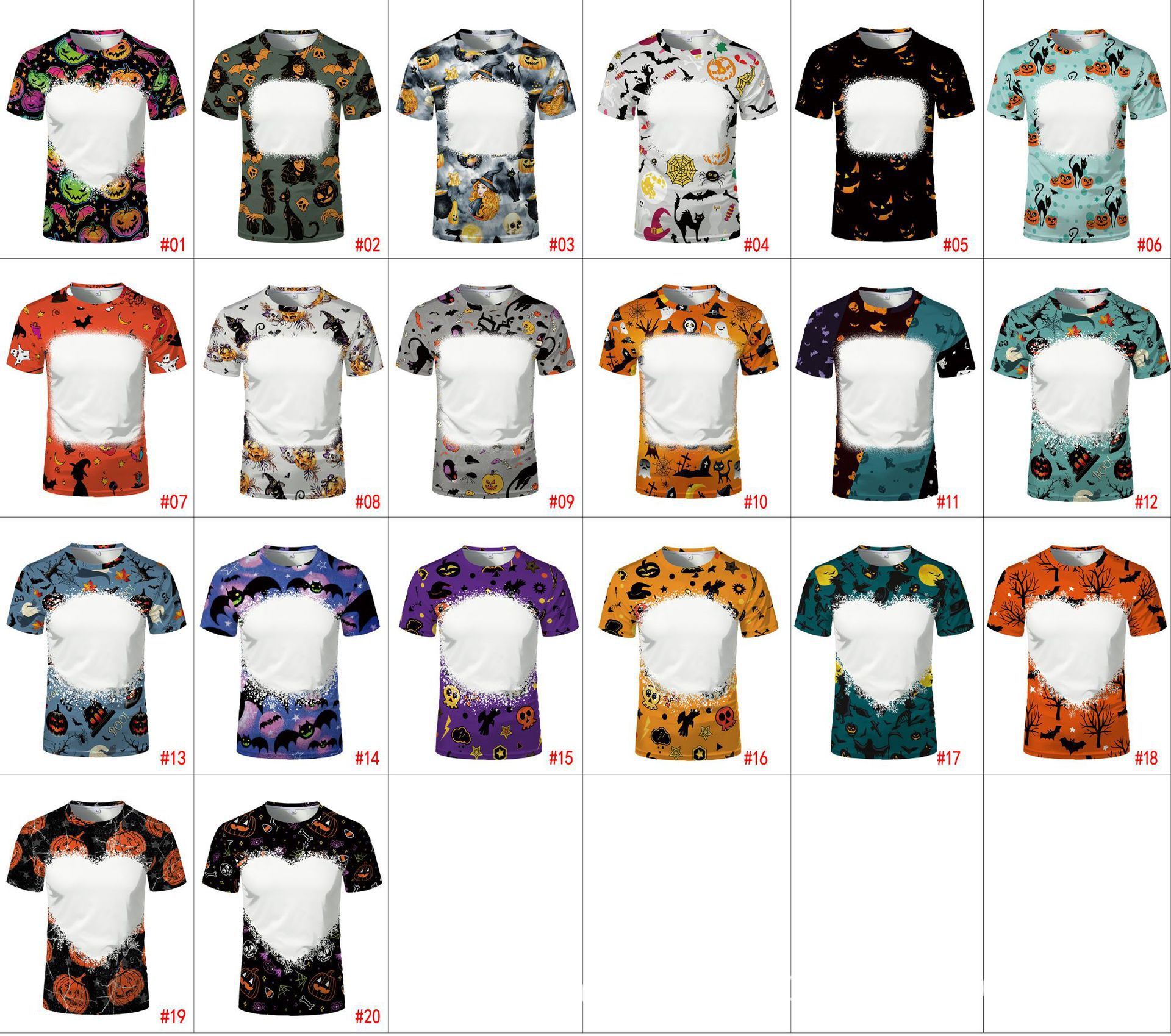 Wholesale Sublimation Bleached Shirts Heat Transfer Blank Bleach Shirt Bleached Polyester T-Shirts US Men Women Party Supplies Stock