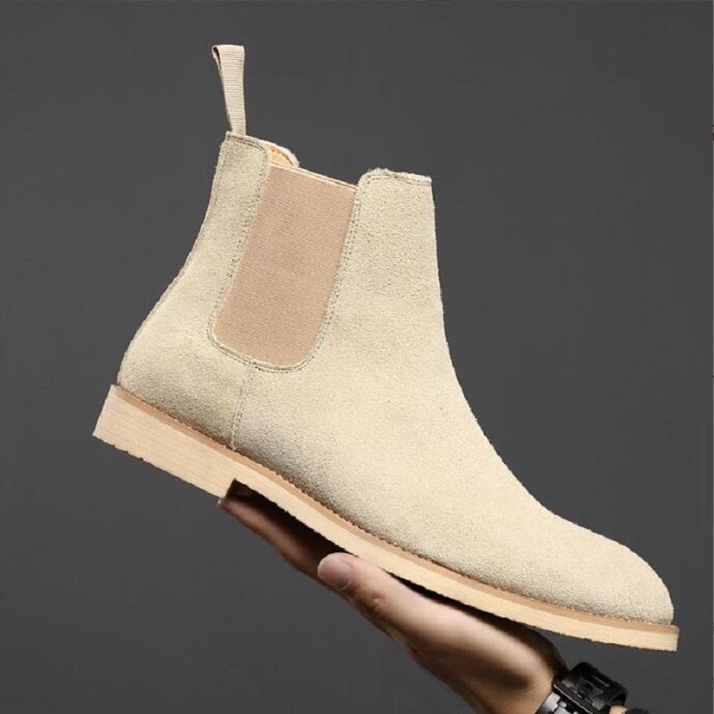 Chelsea Men Boots Pointed Head Cuff Suede Low Top Casual Fashion Comfortable Business Handmade Men Shoes Da68