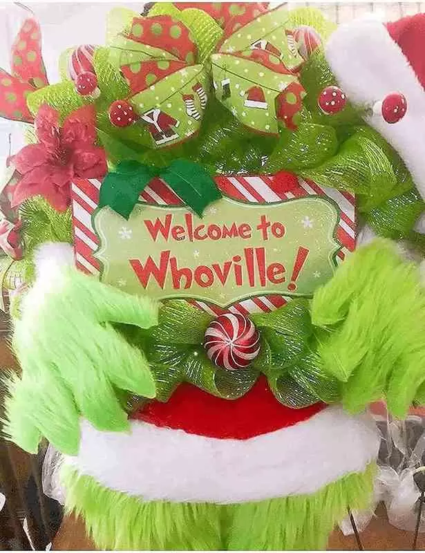 2021 Christmas Thief Stole Grinch Plush Leg Christmas Stuffed Leg Toy Doll Front Door Wreath Decor Christmas Tree Ornaments L220531