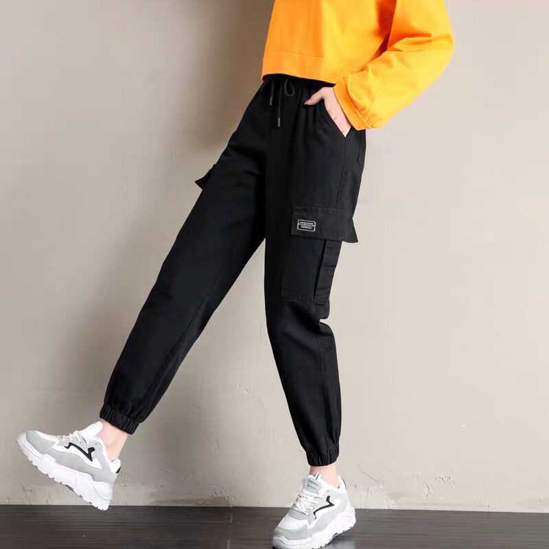 Cal￧a feminina capris feminino cargo de streetwear casual harajuku hip hop har￩m jogador de moletom sorra alta cal￧a feminina solta 220916