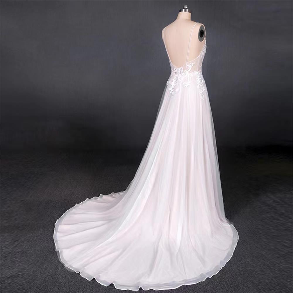 French wedding dress sexy suspenders v-neck temperament open back is thin and elegant romantic MY6032