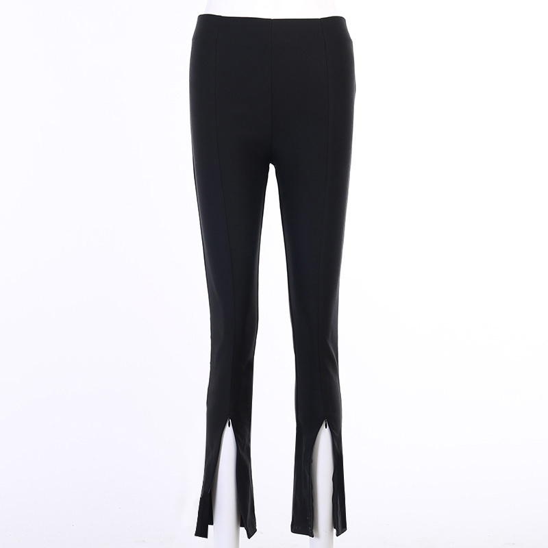 Calças femininas Capris Mulheres elegantes calças sexy cintura alta preta dividida Slim Office Office Ladies Casual Fashion Flee Slit Pant Black 220916