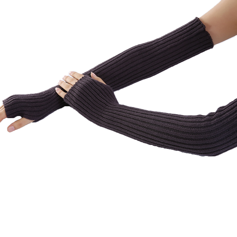 Women's Autumn Gloves And Winter New Solid Color Half Finger Gloves Long 8-Line Twist Knitting Warm Open Sleeve Arm CPA4366 F0916