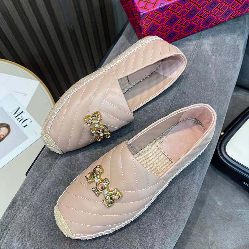 High-quality women's brand name casual shoes Designer fashion leather with drill buckle Fisherman Shoes Comfortable driving shoes Flat size 35-41 with box