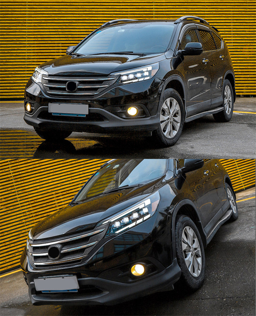 Fulla LED-huvudlampor för Honda CR-V CRV 2012-2014 LED Dual Lens Turn Signal High Beam Daym Dayming-strålkastare