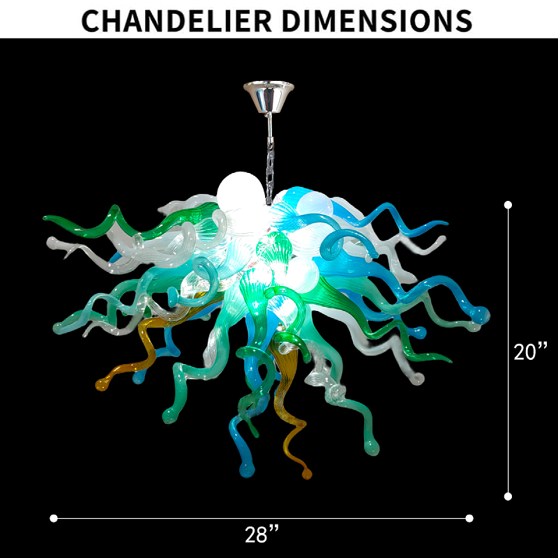 Lampes suspendues uniques européennes et américaines, lustre en verre soufflé à la bouche, éclairage de plafond fantaisie, lustre LED pour hôtel, salon, chambre à coucher, cuisine LR1485