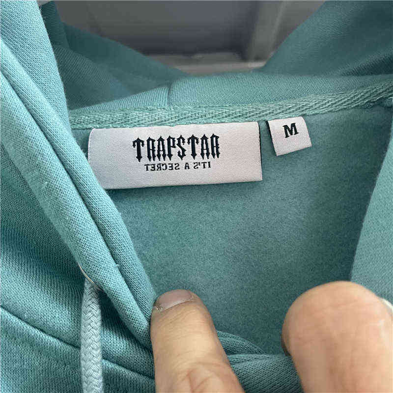 Felpa con cappuccio da uomo con felpa con cappuccio da asciugamano blu ciano ricamato con cappuccio da felpa con cappuccio da uomo lettere colorate trapstar maglione con cappuccio g220915