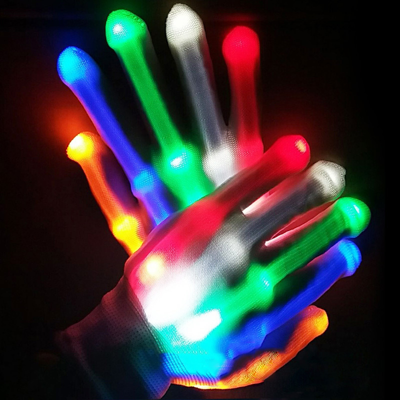 Party Decoration Led flitsende vinger gloedhandschoenen Halloween Skull verlicht horror rekwisieten cool leuk speelgoed voor kinderen 220915