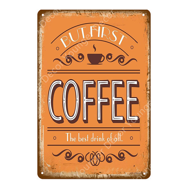 Paris Cafe Coffee Shop Sign Sign Caffeine Vintage Metal Plaque Tazza Drink Poster Cucina Barre Discetti Retro Poster Ama Coffee Iron Painting Home Decor 30x20Cm W01