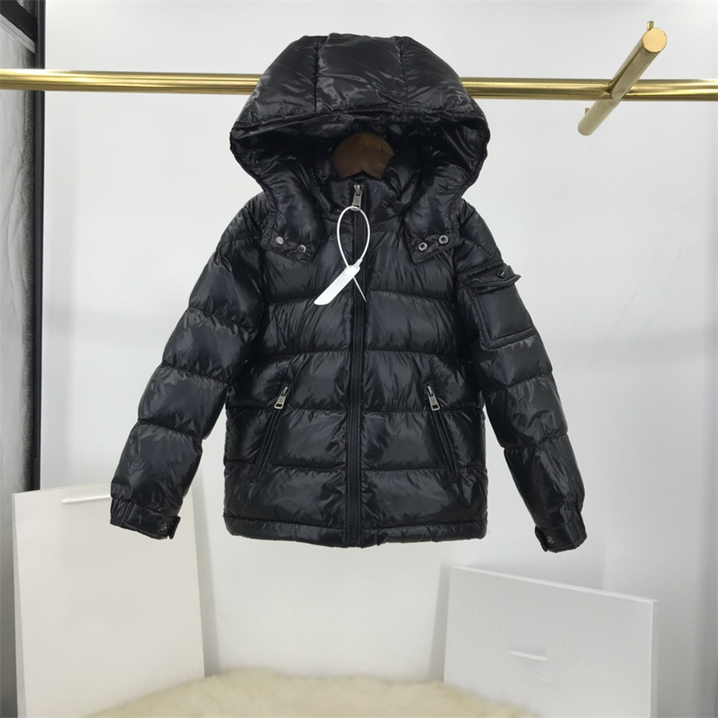 Baby Designer Clothes Down Coat 2022 Fashion Classic Bright Face Jacket Goose Hooded Warm Kids Clothing Children's Winter Outwear Solid Color