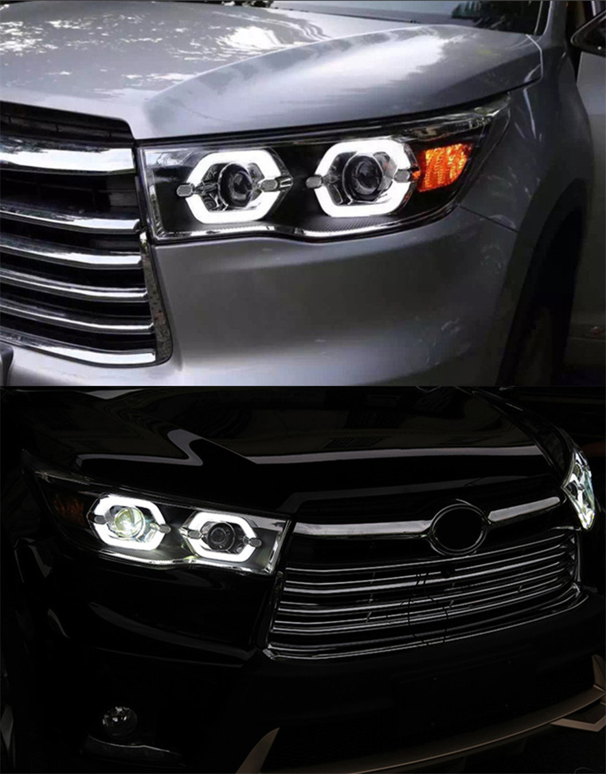 Car Head Lights Parts For New Kluger 20 15-20 17 highlander LED Front Headlight Replacement DRL Daytime light Projector Facelift