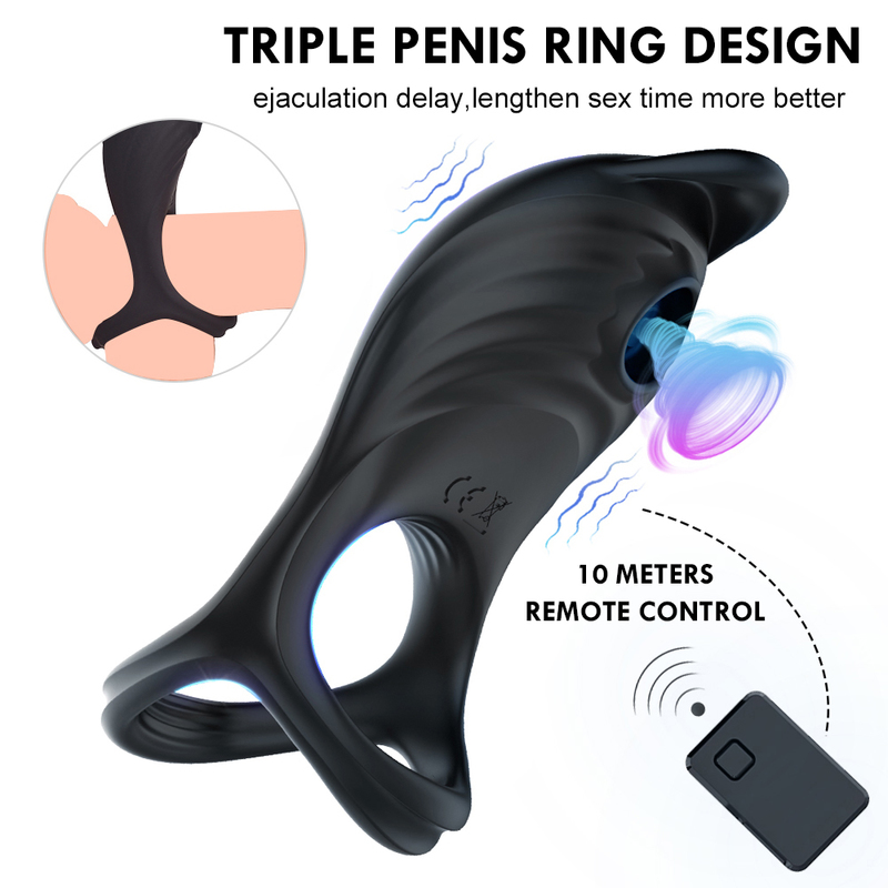 Cockrings Double Cock Ring Vibrateur G-spot Clitoris Stimulation Éjaculation Retardée Sucer Vibrant Pénis Anneau Pour Couple Adulte Sex Toys 220916