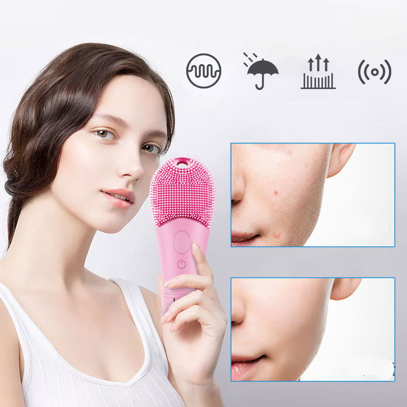 Spazzola il lavaggio del viso in silicone, vibrazione, dispositivi la pulizia del viso alimentati impermeabili, spazzole uso domestico, bellezza