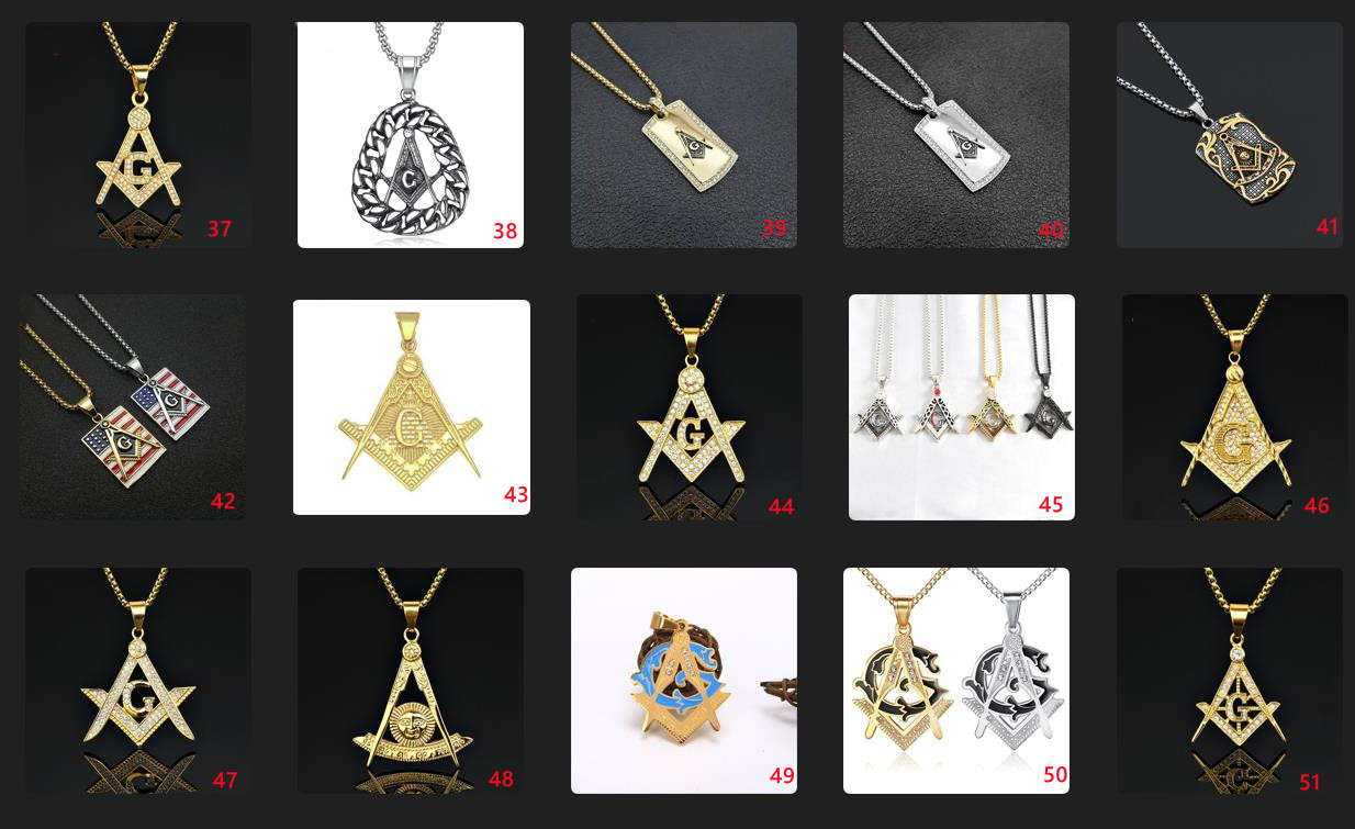 Freemason business signet masonic chain pendants round coin AG emblem high grade quality free mason charm necklace jewelry men stainless steel gold silver