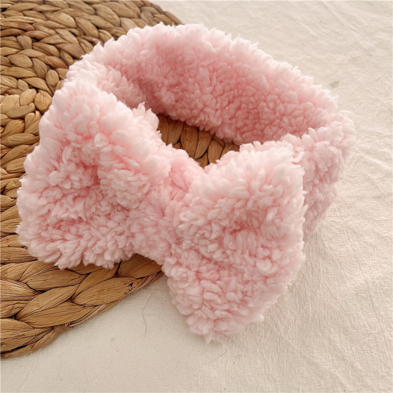 Newborn Bows Turban Winter Warm Baby Headbands Kids Elastic Headwraps Thick Teddy Fabric Hairband Cute Girls Hair Accessories